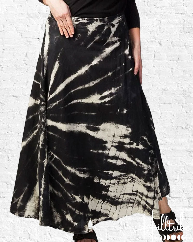 Alycia Tie - Dye Wrap Skirt Black Tie - Dye from Hilltribe Ontario