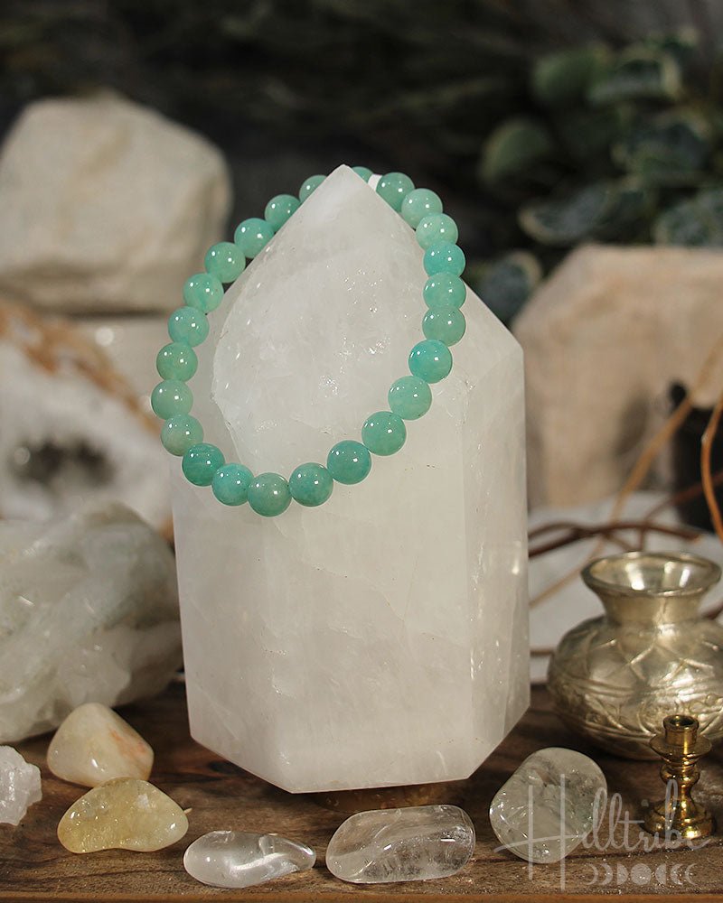 Amazonite AA Gemstone Power Bracelet 8mm from Hilltribe Ontario