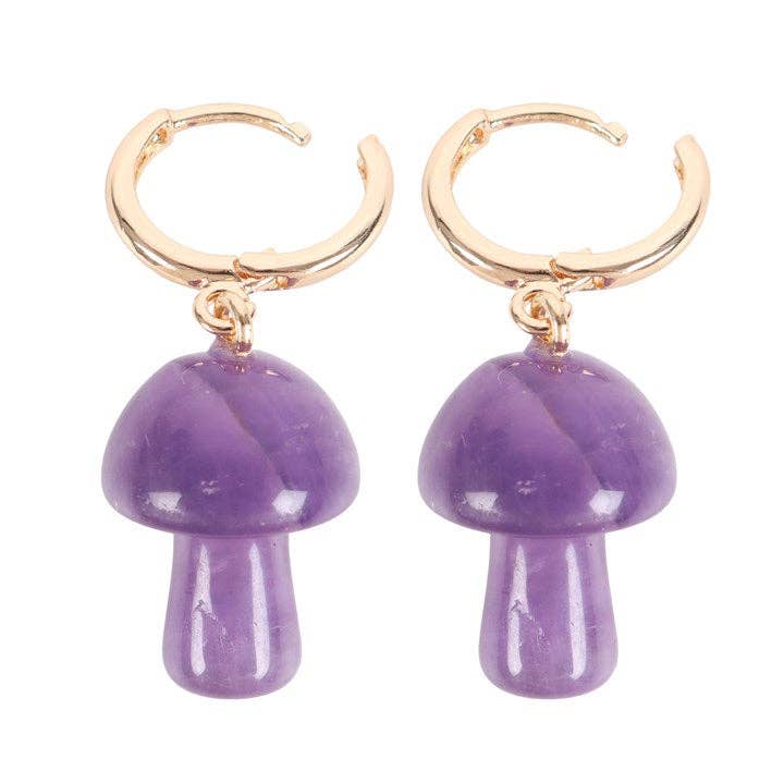 Amethyst Crystal Mushroom Earrings from Hilltribe Ontario