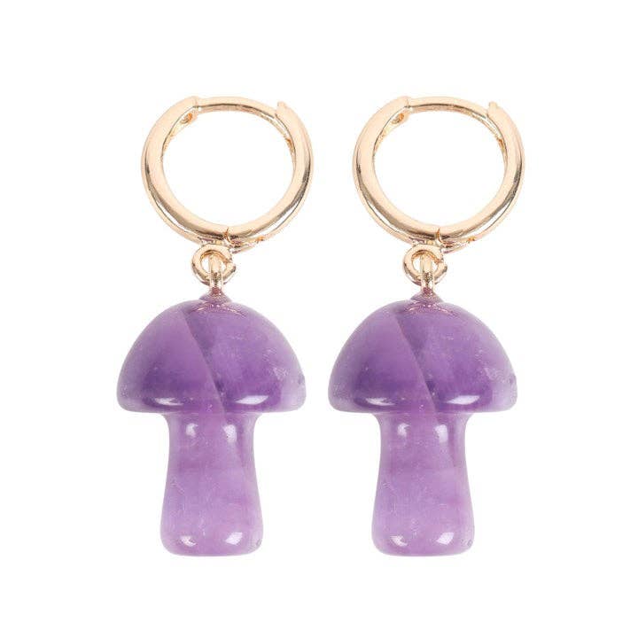 Amethyst Crystal Mushroom Earrings from Hilltribe Ontario