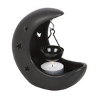 Black Crescent Moon Hanging Oil Burner from Hilltribe Ontario