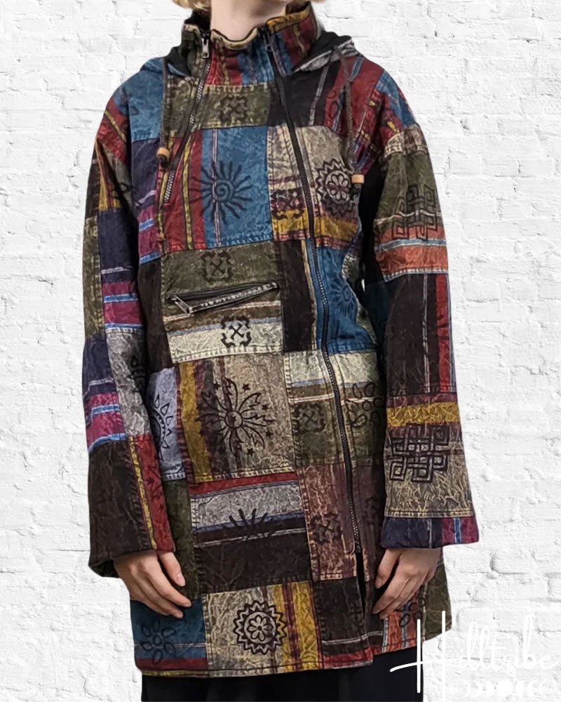 Black Patch Durbar Jacket Long from Hilltribe Ontario