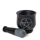 Black Soapstone Pentacle Mortar + Pestle from Hilltribe Ontario