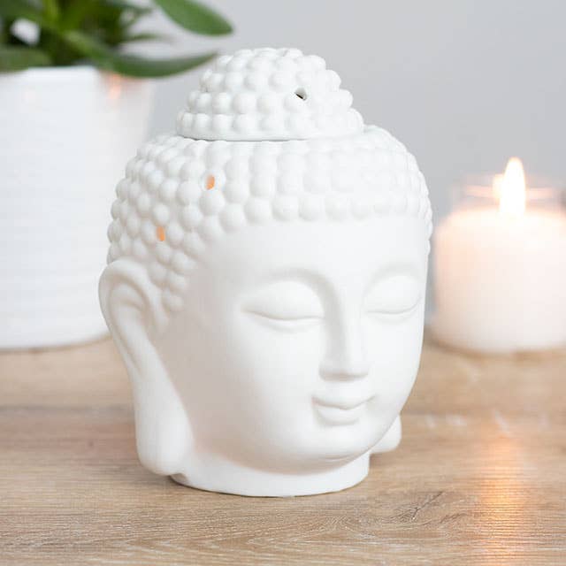 Buddha Head Oil Burner + Wax Warmer White from Hilltribe Ontario