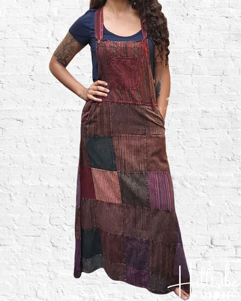 Burgundy Rastra Overall Dress from Hilltribe Ontario