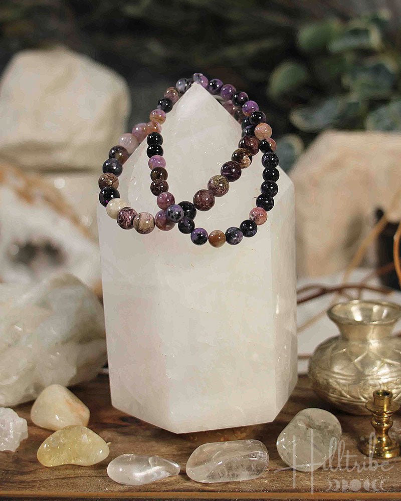 Charoite Gemstone Power Bracelet 6 - 8mm from Hilltribe Ontario