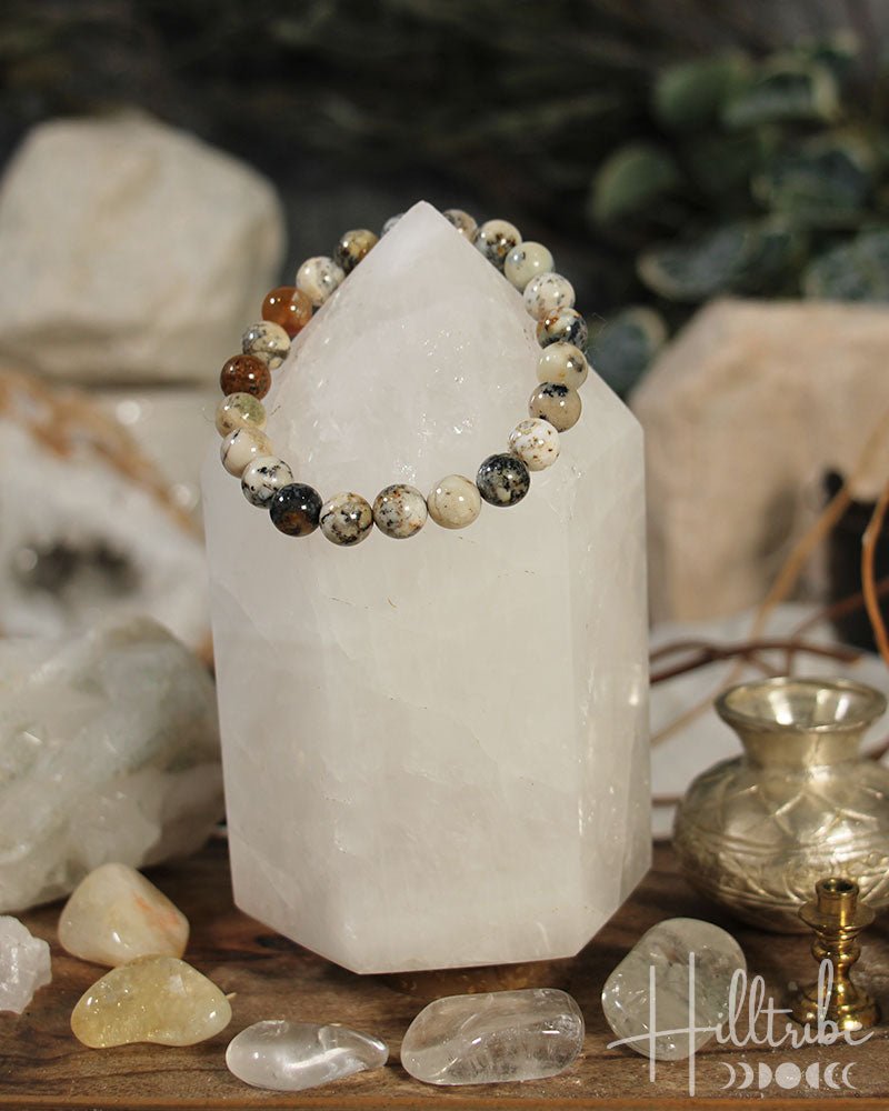 Dendritic Opal Gemstone Power Bracelet 8mm from Hilltribe Ontario