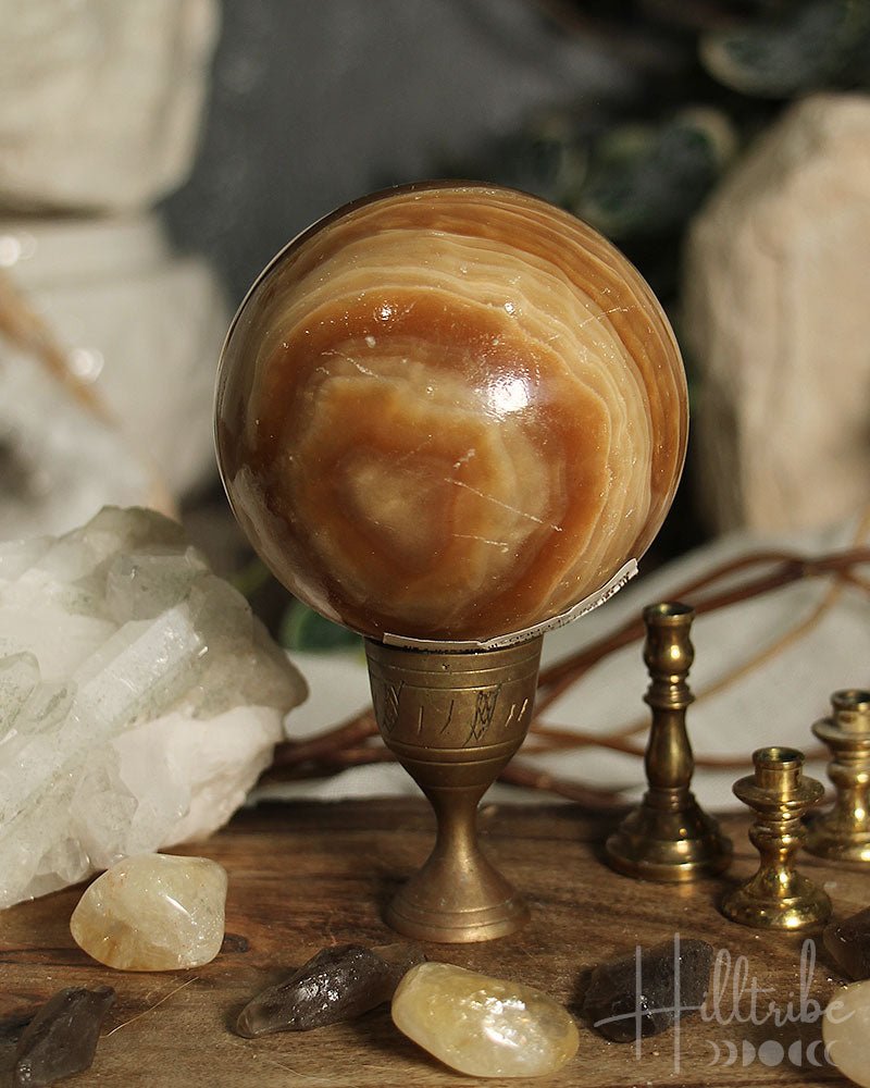 Golden Calcite Sphere 21cm from Hilltribe Ontario