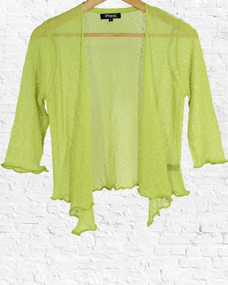 Lime Open Tie Mesh Cardigan from Hilltribe Ontario