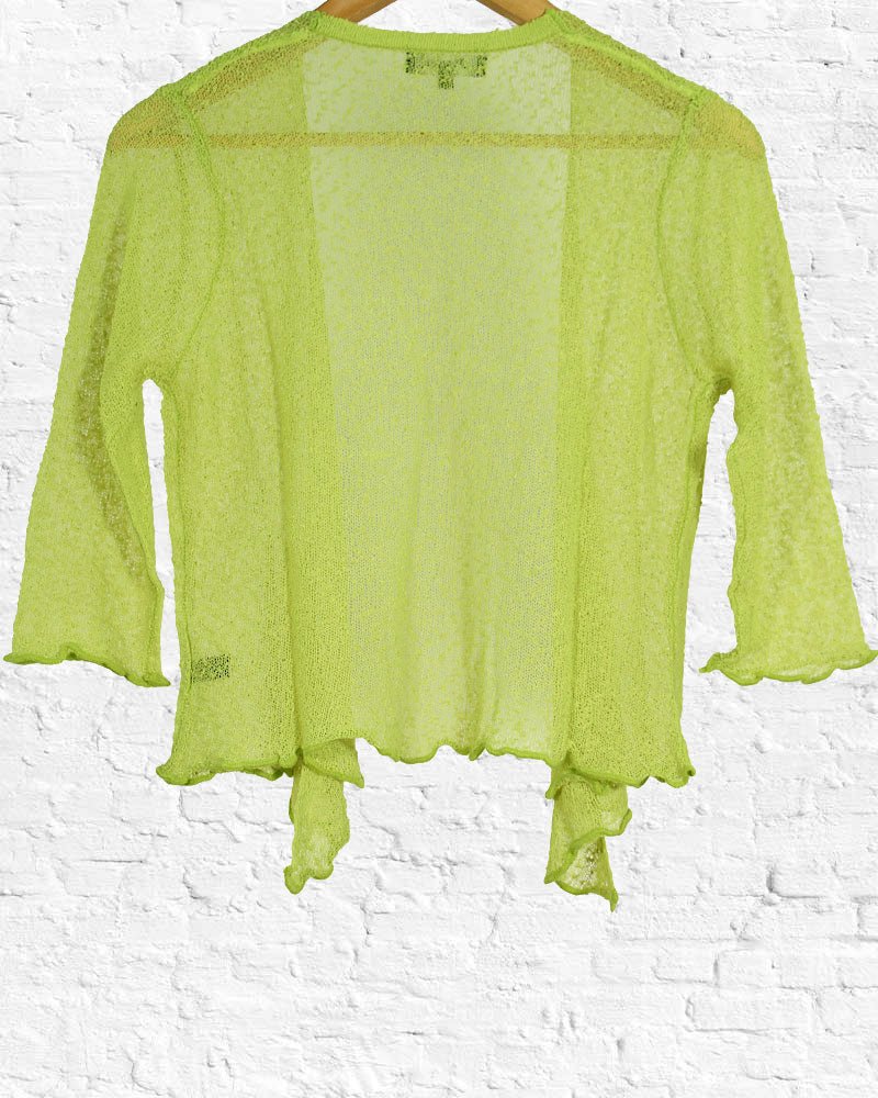 Lime Open Tie Mesh Cardigan from Hilltribe Ontario