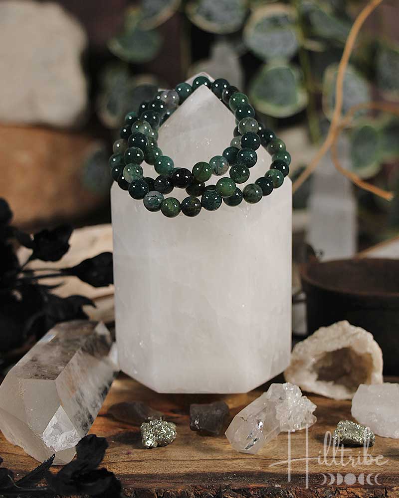 Moss Agate Beaded Bracelet 8mm from Hilltribe Ontario