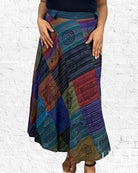 Patchouli Blue Patch Wrap Skirt from Hilltribe Ontario