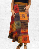 Patchouli Rust Patch Wrap Skirt from Hilltribe Ontario