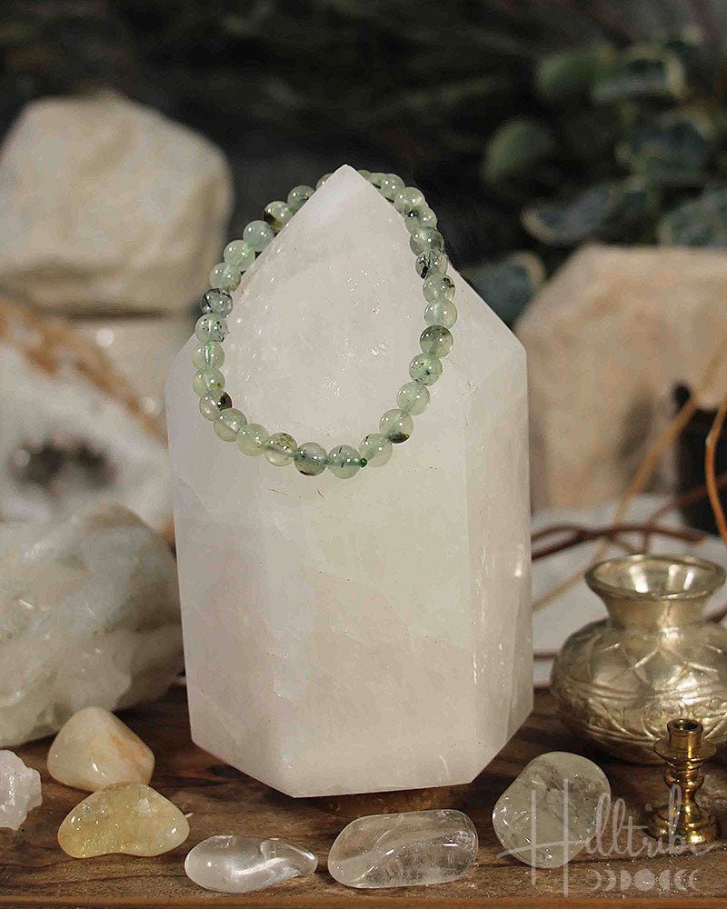 Prehnite Gemstone Power Bracelet 6mm from Hilltribe Ontario