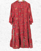 Red Paisley New Sari Boho Dress from Hilltribe Ontario