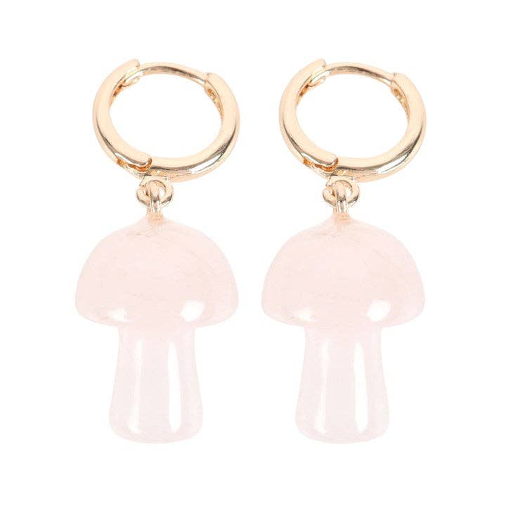 Rose Quartz Crystal Mushroom Earrings from Hilltribe Ontario