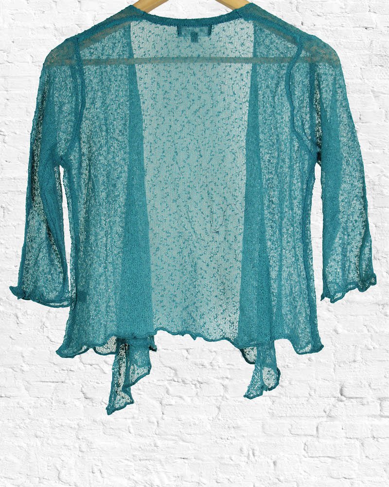 Teal Open Tie Mesh Cardigan from Hilltribe Ontario