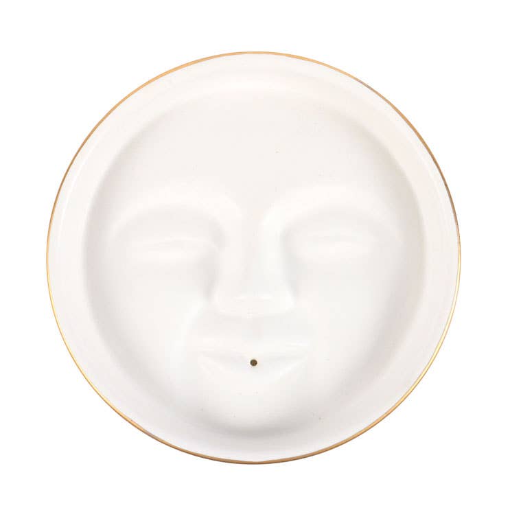 White Moon Face Incense Stick Holder from Hilltribe Ontario