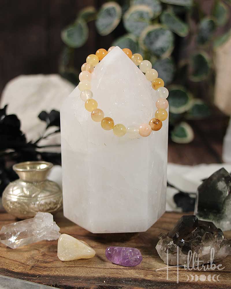 Yellow Jade Gemstone Power Bracelet 4mm from Hilltribe Ontario