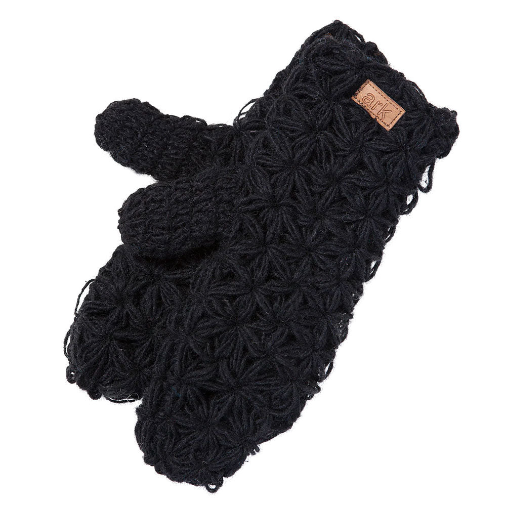 Black Crochet Starla Mittens from Hilltribe Ontario