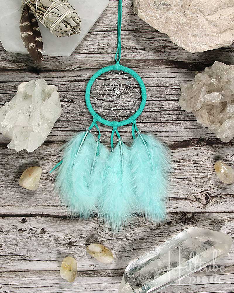 Fluffy Feathers Mint Dream Catcher 2.5