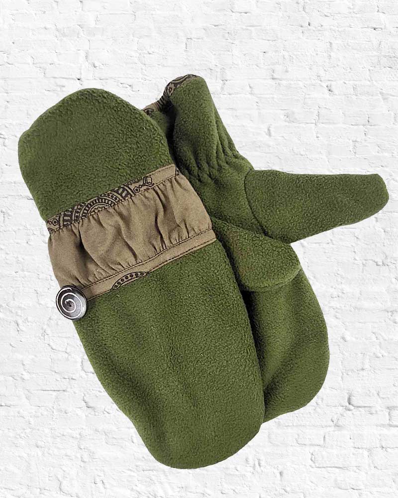 Green Fleecia Mittens from Hilltribe Ontario