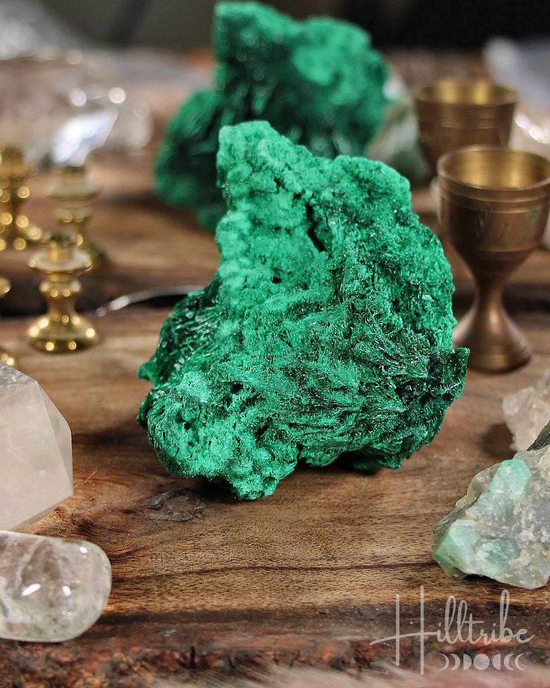 Natural Fibrous Malachite 8cm from Hilltribe Ontario