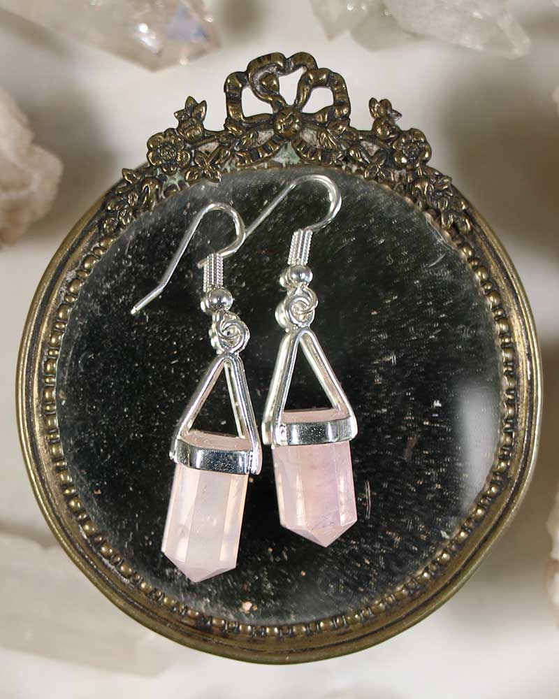 Rose Quartz Angel Aura Hook Earring Hilltribe Ontario