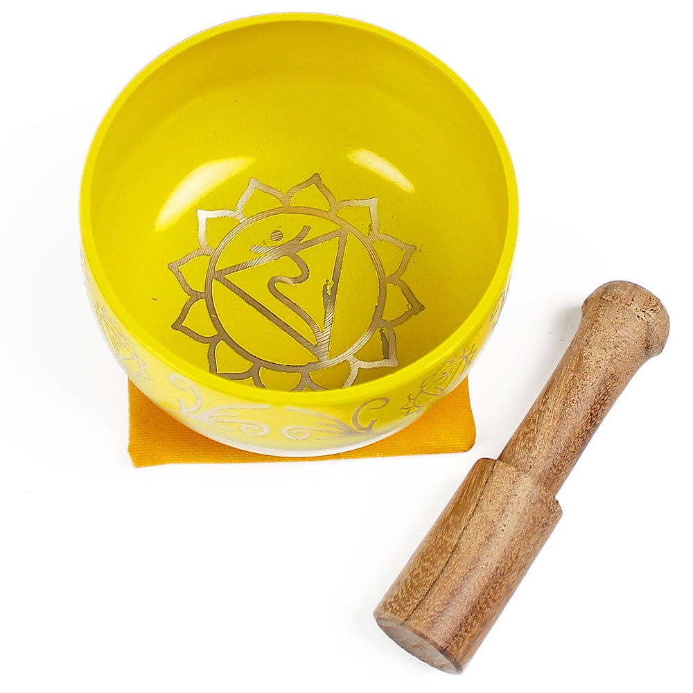 Solar Plexus Chakra (Yellow) Singing Bowl Gift Set Medium from Hilltribe Ontario