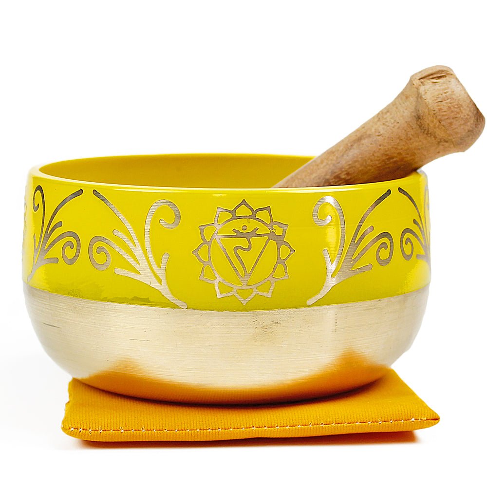 Solar Plexus Chakra (Yellow) Singing Bowl Gift Set Medium from Hilltribe Ontario