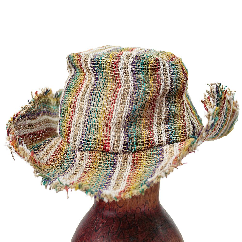 Stripe Fringe Hemp Wire Rim Hat from Hilltribe Ontario